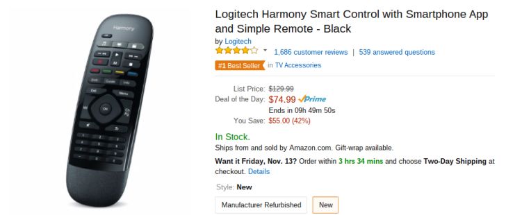 Fotografía - [Alerta Trato] recoger un Logitech Harmony remoto Smart Control por $ 75 ($ 55 Off) En Sólo Amazon Hoy